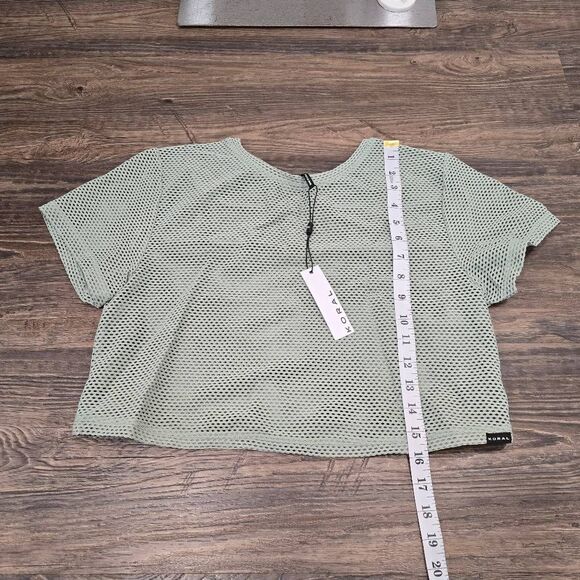 Koral Terrain Open Mesh Crop Top Small NWT • Green Sage Breathable  Active Tee - Picture 8 of 9